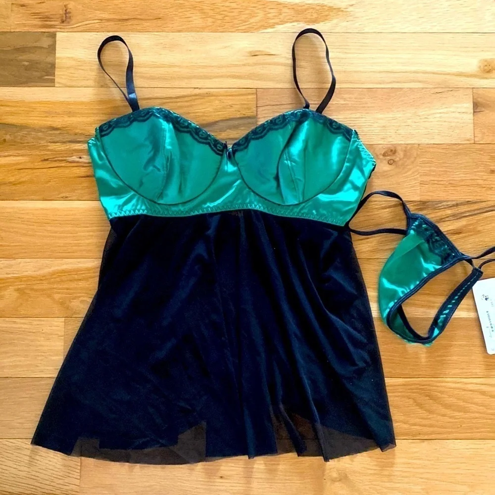 Coquette Babydoll Set Green NWT XL